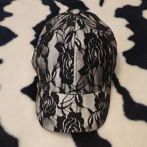 Elegant Black Floral Lace Cap